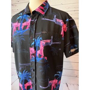 Retro The Palm Shirt button front Retro Rifle Hawaiian Medium Mens short sleeve